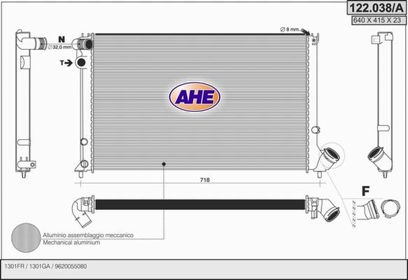 AHE 122.038/A - Радиатор, охлаждение двигателя autospares.lv