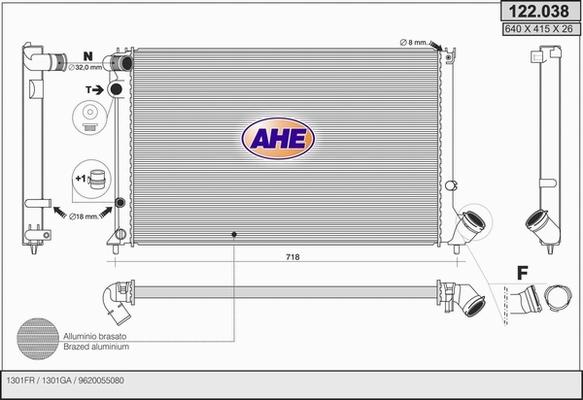 AHE 122.038 - Радиатор, охлаждение двигателя autospares.lv