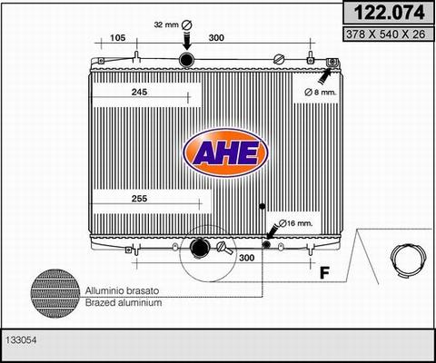 AHE 122.074 - Радиатор, охлаждение двигателя autospares.lv