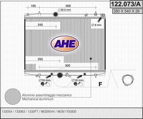 AHE 122.073/A - Радиатор, охлаждение двигателя autospares.lv