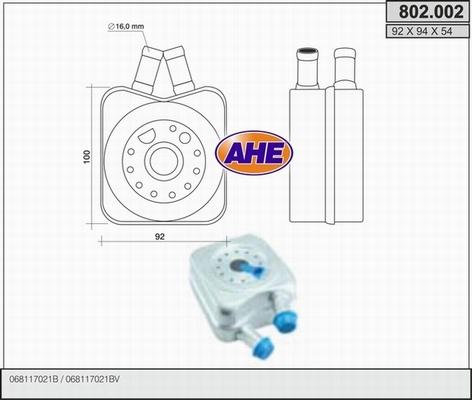 AHE 802.002 - Масляный радиатор, двигательное масло autospares.lv