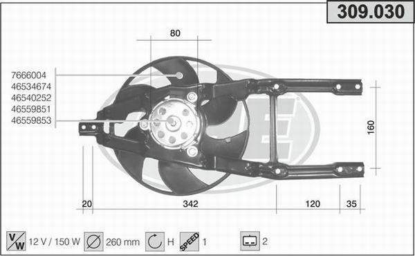 AHE 309.030 - Вентилятор, охлаждение двигателя autospares.lv