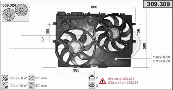 AHE 309.309 - Вентилятор, охлаждение двигателя autospares.lv