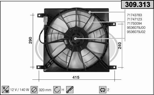 AHE 309.313 - Вентилятор, охлаждение двигателя autospares.lv