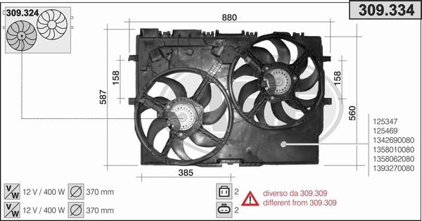 AHE 309.334 - Вентилятор, охлаждение двигателя autospares.lv