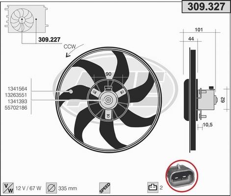 AHE 309.327 - Вентилятор, охлаждение двигателя autospares.lv