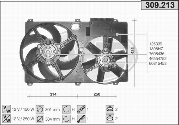 AHE 309.213 - Вентилятор, охлаждение двигателя autospares.lv