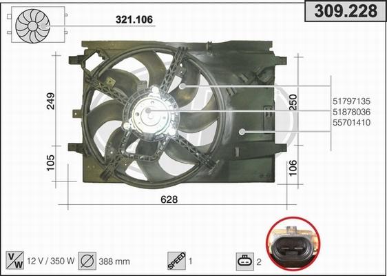 AHE 309.228 - Вентилятор, охлаждение двигателя autospares.lv