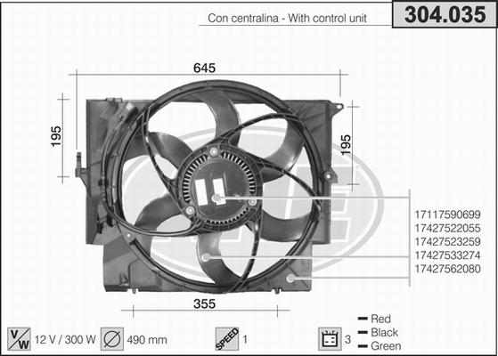 AHE 304.035 - Вентилятор, охлаждение двигателя autospares.lv