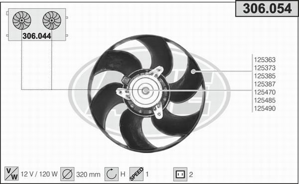 AHE 306.054 - Вентилятор, охлаждение двигателя autospares.lv