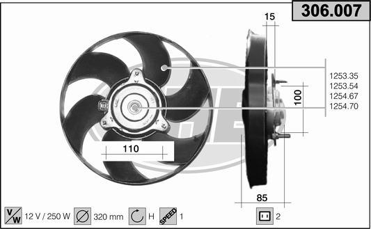 AHE 306.007 - Вентилятор, охлаждение двигателя autospares.lv