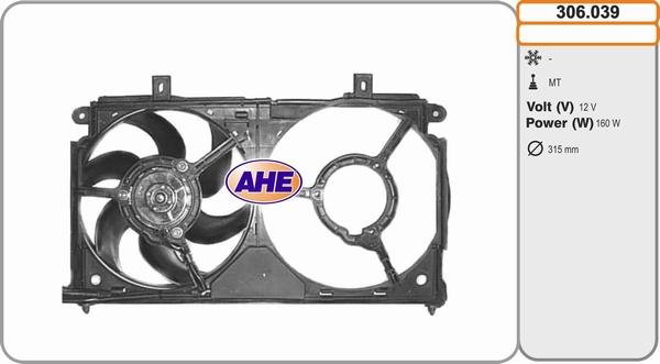 AHE 306.039 - Вентилятор, охлаждение двигателя autospares.lv