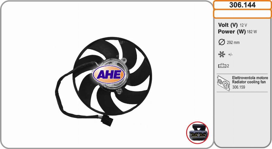 AHE 306.144 - Вентилятор, охлаждение двигателя autospares.lv