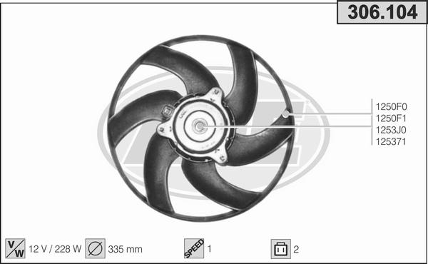 AHE 306.104 - Вентилятор, охлаждение двигателя autospares.lv