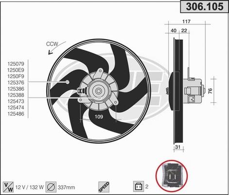 AHE 306.105 - Вентилятор, охлаждение двигателя autospares.lv