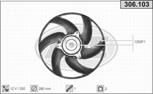 AHE 306.103 - Вентилятор, охлаждение двигателя autospares.lv