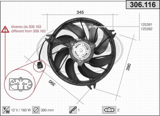 AHE 306.116 - Вентилятор, охлаждение двигателя autospares.lv