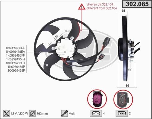 AHE 302.085 - Вентилятор, охлаждение двигателя autospares.lv