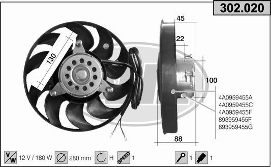 AHE 302.020 - Вентилятор, охлаждение двигателя autospares.lv