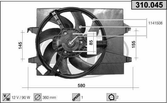 AHE 310.045 - Вентилятор, охлаждение двигателя autospares.lv