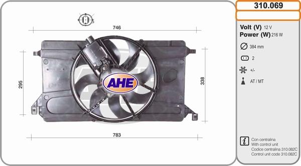 AHE 310.069 - Вентилятор, охлаждение двигателя autospares.lv