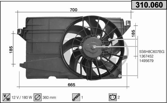 AHE 310.060 - Вентилятор, охлаждение двигателя autospares.lv