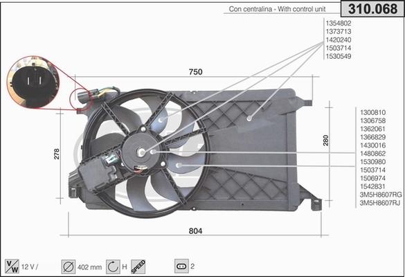 AHE 310.068 - Вентилятор, охлаждение двигателя autospares.lv