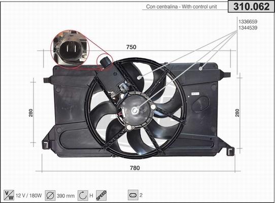 AHE 310.062 - Вентилятор, охлаждение двигателя autospares.lv