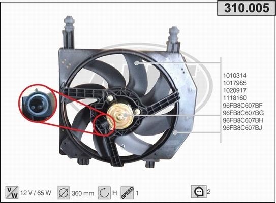 AHE 310.005 - Вентилятор, охлаждение двигателя autospares.lv