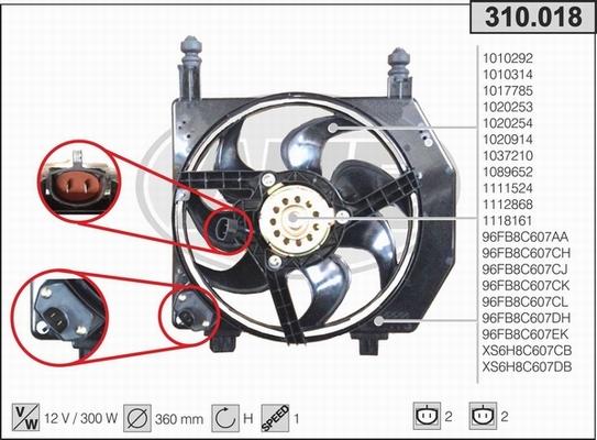 AHE 310.018 - Вентилятор, охлаждение двигателя autospares.lv