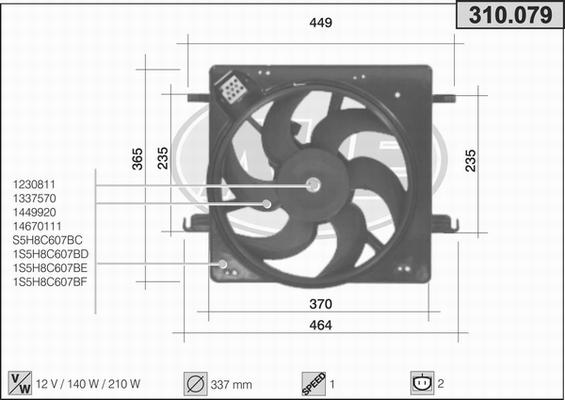 AHE 310.079 - Вентилятор, охлаждение двигателя autospares.lv