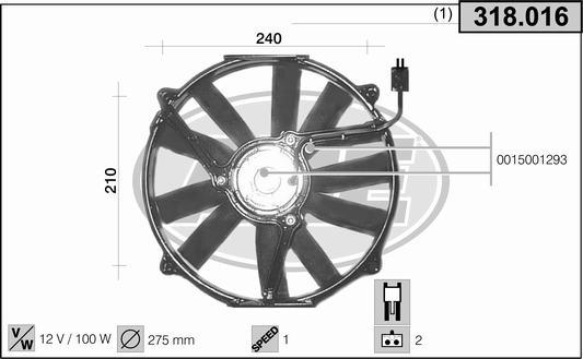 AHE 318.016 - Вентилятор, охлаждение двигателя autospares.lv