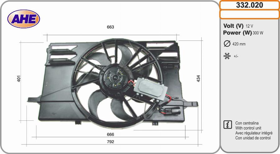 AHE 332.020 - Вентилятор, охлаждение двигателя autospares.lv