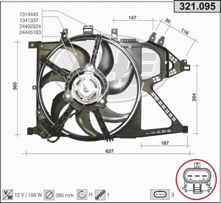 AHE 321.095 - Вентилятор, охлаждение двигателя autospares.lv