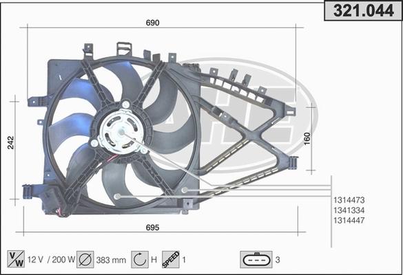 AHE 321.044 - Вентилятор, охлаждение двигателя autospares.lv