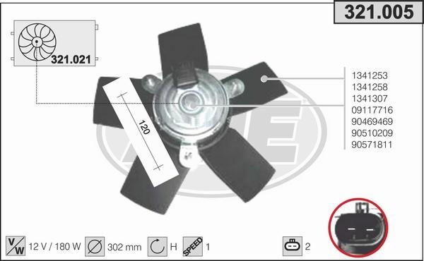 AHE 321.005 - Вентилятор, охлаждение двигателя autospares.lv