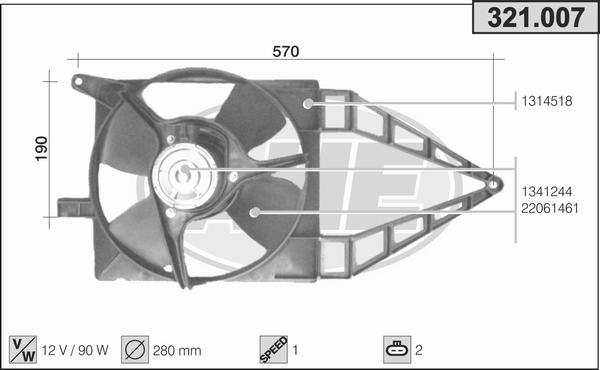 AHE 321.007 - Вентилятор, охлаждение двигателя autospares.lv