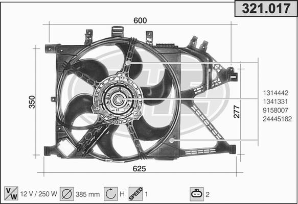 AHE 321.017 - Вентилятор, охлаждение двигателя autospares.lv