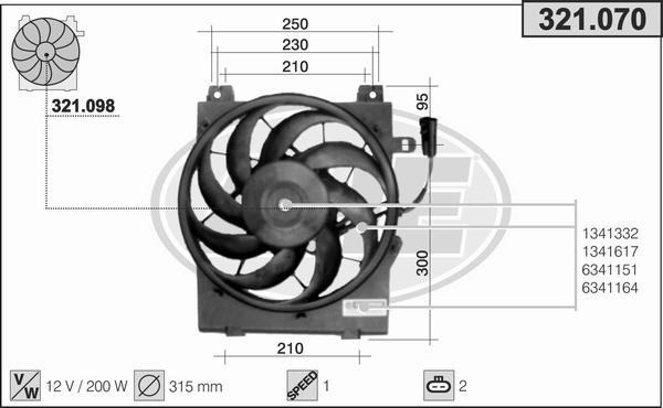 AHE 321.070 - Вентилятор, охлаждение двигателя autospares.lv