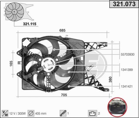 AHE 321.073 - Вентилятор, охлаждение двигателя autospares.lv