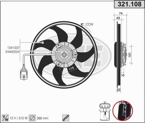 AHE 321.108 - Вентилятор, охлаждение двигателя autospares.lv