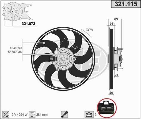 AHE 321.115 - Вентилятор, охлаждение двигателя autospares.lv