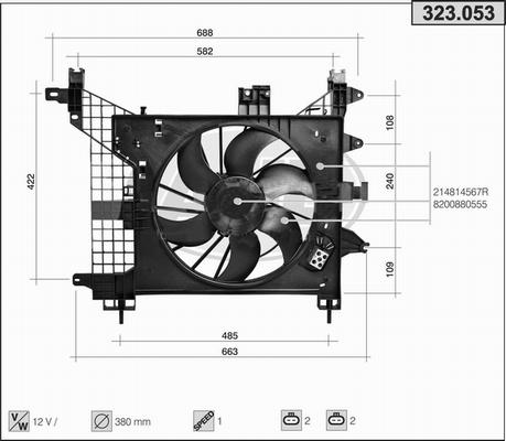 AHE 323.053 - Вентилятор, охлаждение двигателя autospares.lv