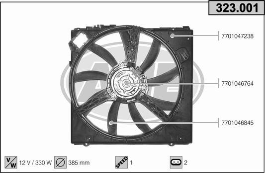 AHE 323.001 - Вентилятор, охлаждение двигателя autospares.lv