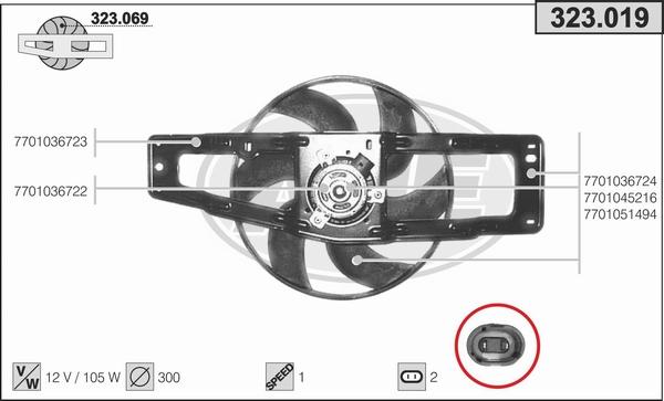 AHE 323.019 - Вентилятор, охлаждение двигателя autospares.lv