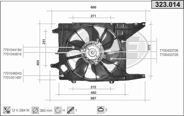 AHE 323.014 - Вентилятор, охлаждение двигателя autospares.lv