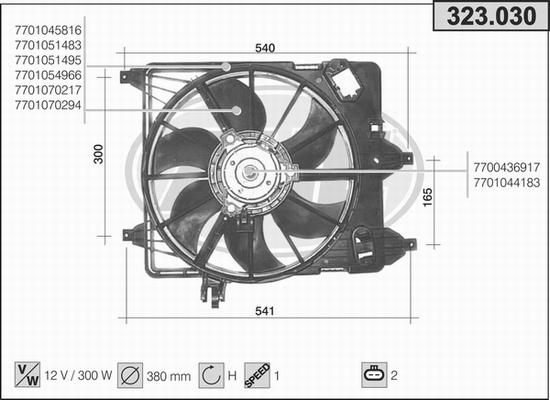 AHE 323.030 - Вентилятор, охлаждение двигателя autospares.lv