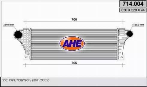 AHE 714004 - Интеркулер, теплообменник турбины autospares.lv