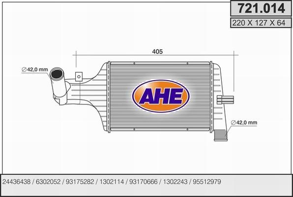 AHE 721.014 - Интеркулер, теплообменник турбины autospares.lv