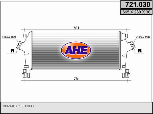 AHE 721.030 - Интеркулер, теплообменник турбины autospares.lv